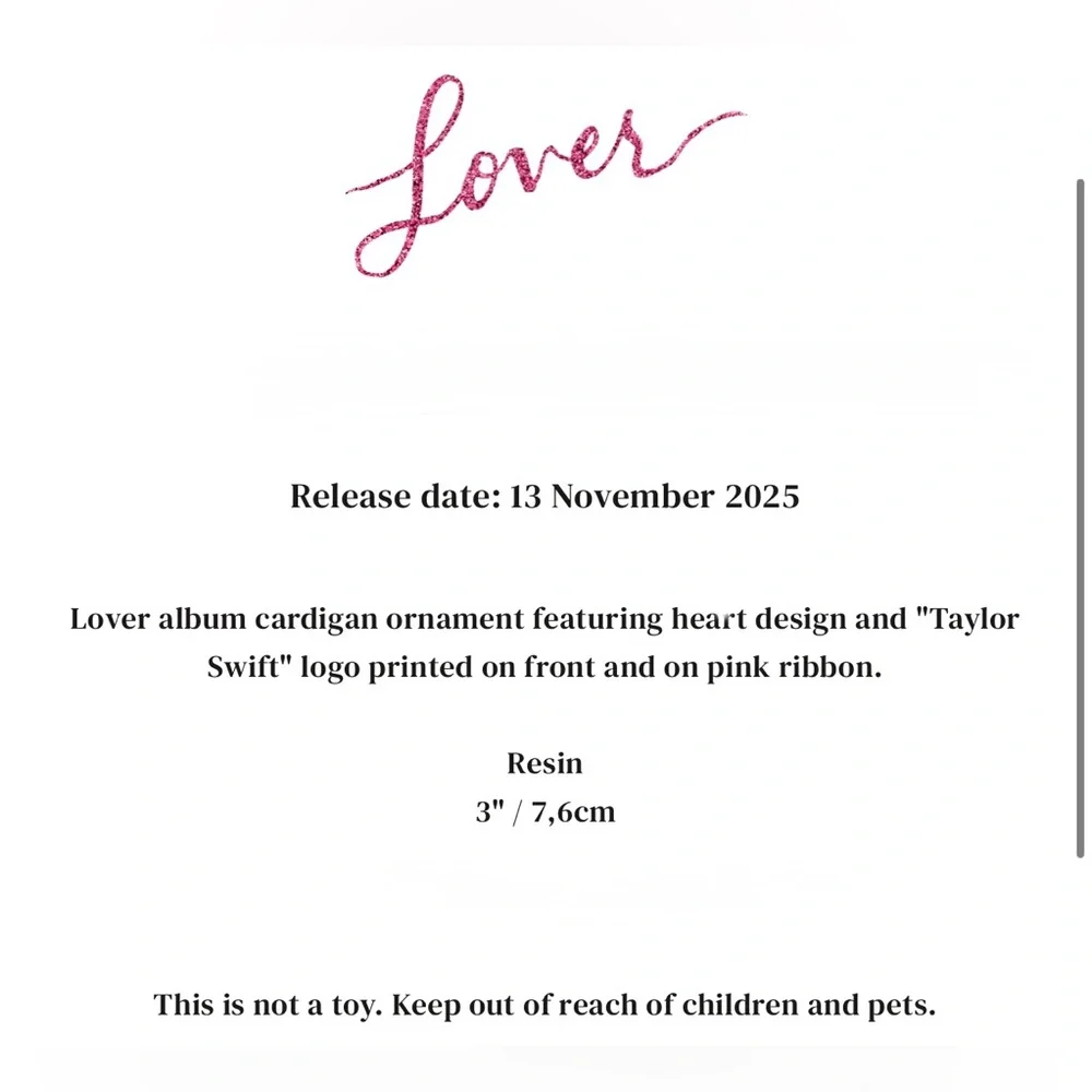 Taylor Swift Lover Album Cardigan Ornament BNIB - Picture 4 of 4